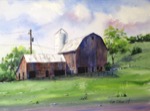 landscape, barn, farm, rural, ohio, original watercolor painting, oberst